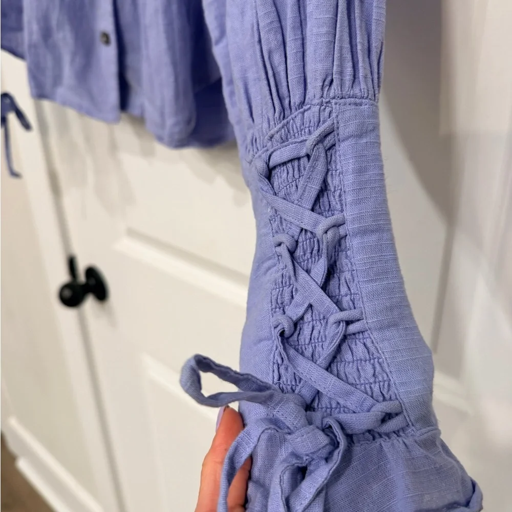 Free People Lavender Button-Up Blouse - Picture 3 of 6